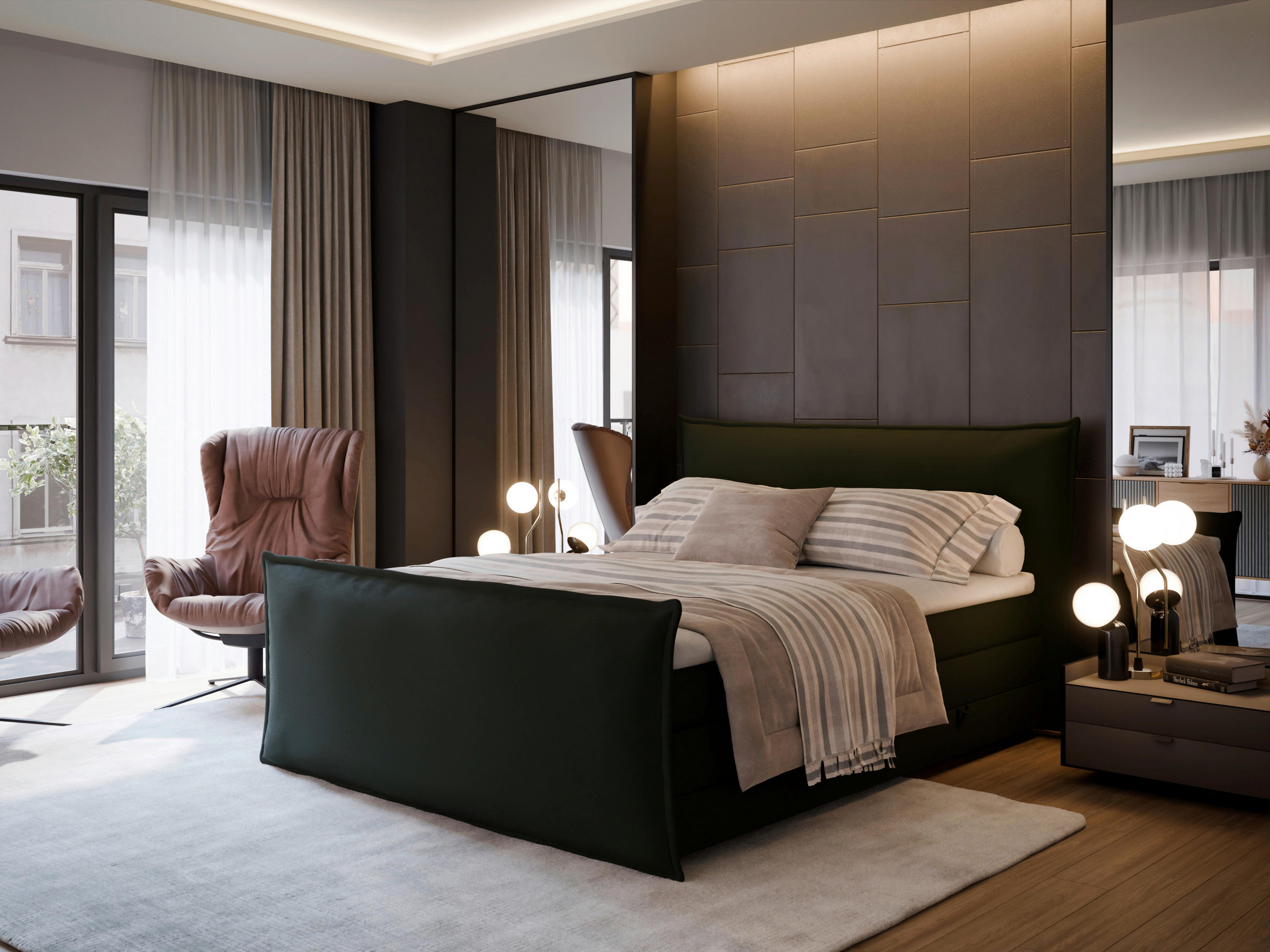 Pat Boxspring, 160/200 cm, verde