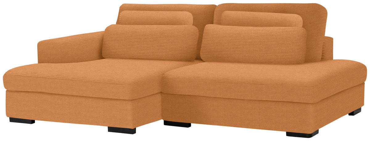 ECKSOFA in Cord, Velours Rostfarben  - Rostfarben/Schwarz, Design, Kunststoff/Textil (158/223cm) - Lomoco