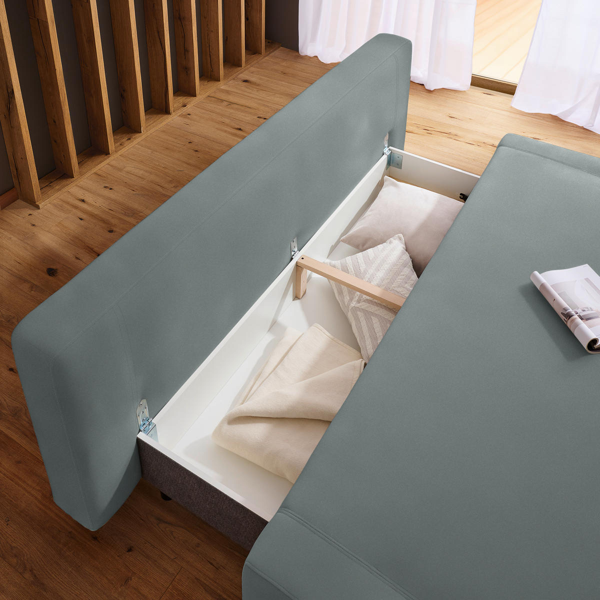 SCHLAFSOFA in Textil Grau  - Naturfarben/Grau, Design, Holz/Textil (211/88/102cm) - Niels Andersson