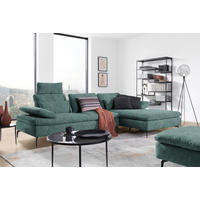 ECKSOFA in Velours Opal  301/179 cm  - Opal/Schwarz, Design, Textil/Metall (301/179cm) - Chilliano