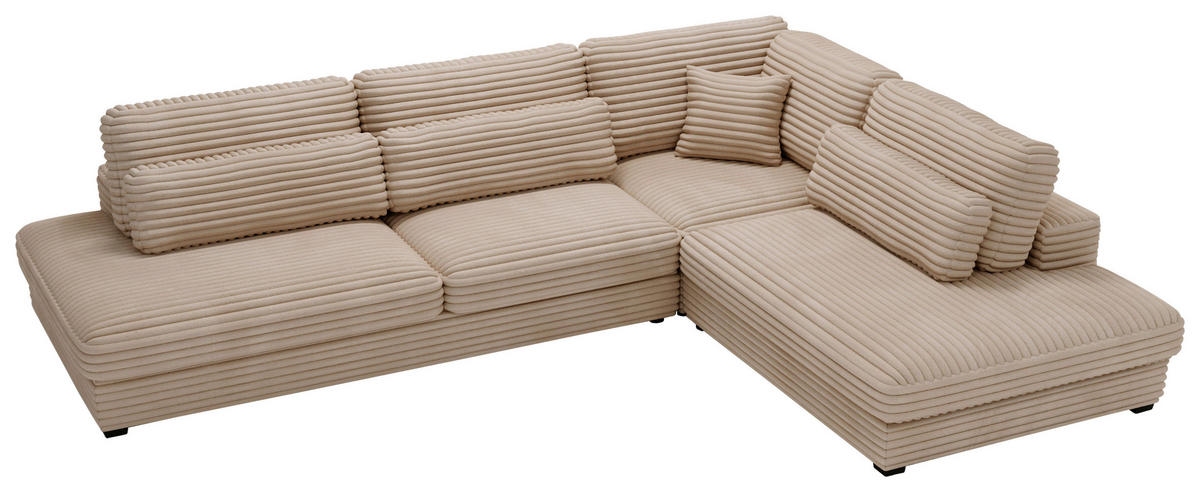 ECKSOFA in Cord, Plüsch Braun  - Schwarz/Braun, Design, Kunststoff/Textil (332/244cm) - Livetastic
