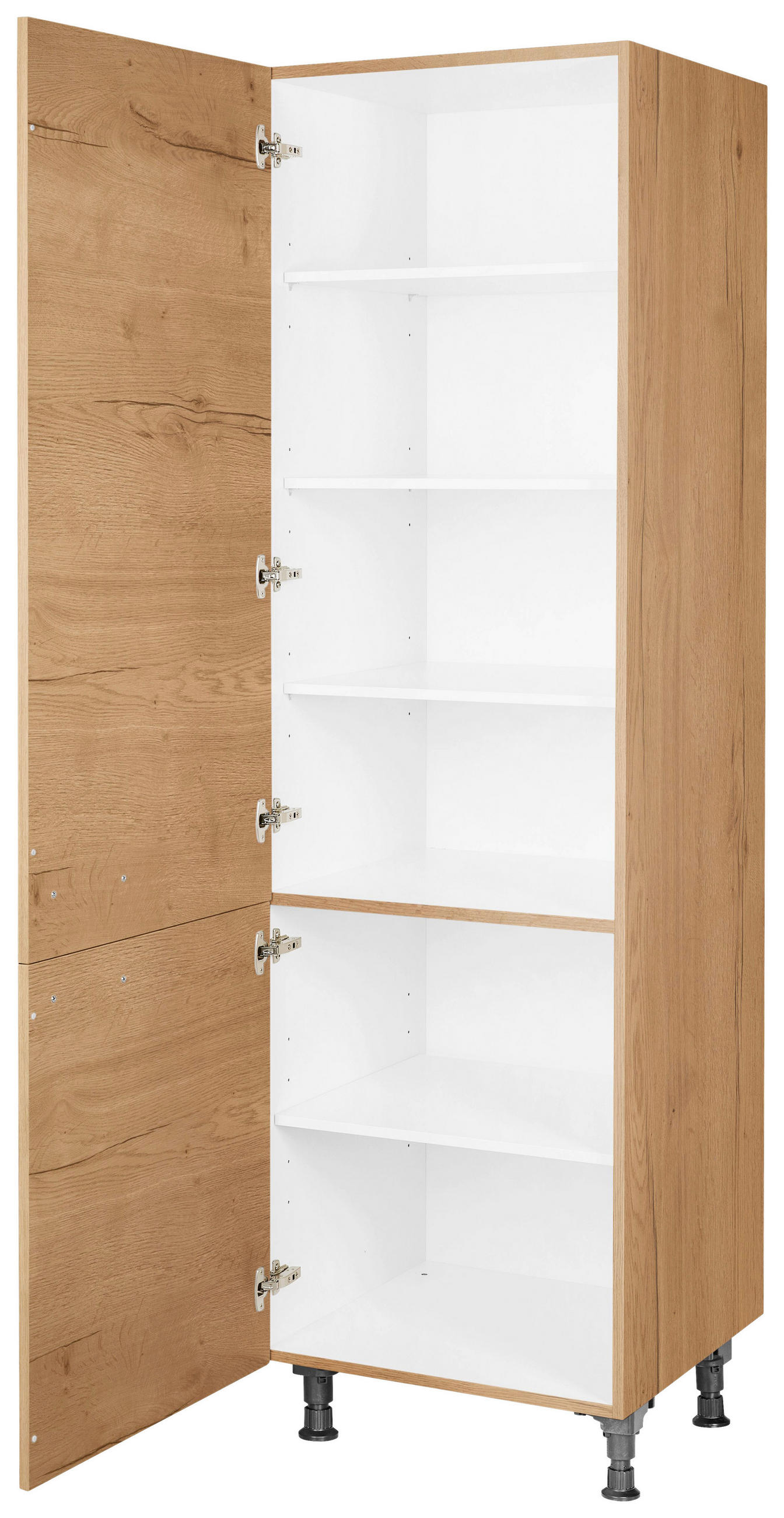 GESCHIRRSCHRANK 60/216,6/58 cm  in Eichefarben  - Eichefarben/Schwarz, MODERN, Holzwerkstoff/Metall (60/216,6/58cm) - Nobilia