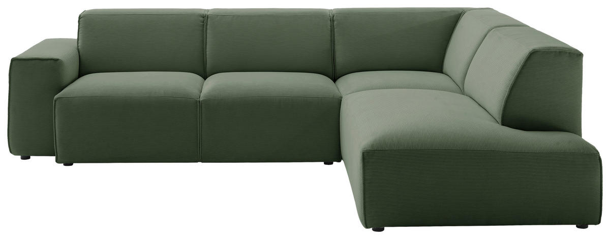 ECKSOFA  in Cord Hellgrün  270/210 cm  - Schwarz/Hellgrün, Design, Kunststoff/Textil (270/210cm) - Pure Home Lifestyle