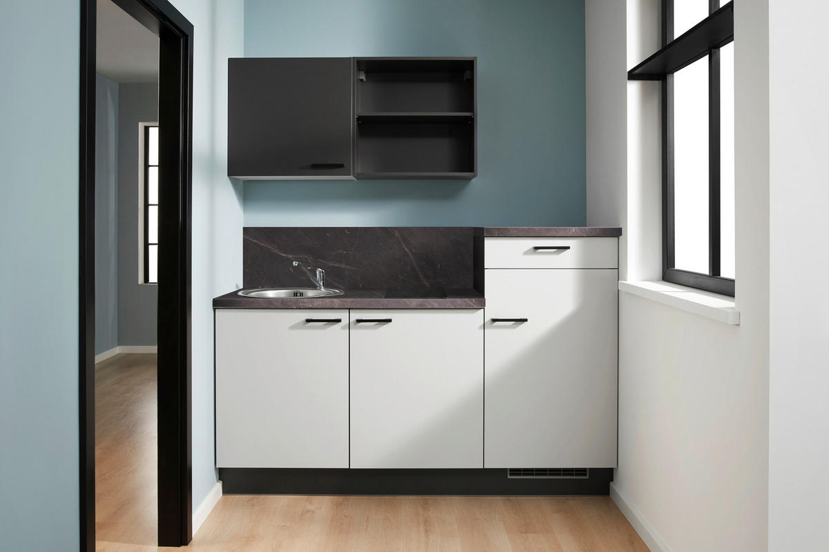 KÜCHENLEERBLOCK 180 cm   in Graphitfarben, Hellgrau  - Dunkelgrau/Hellgrau, Design, Holzwerkstoff/Metall (180cm) - Pino