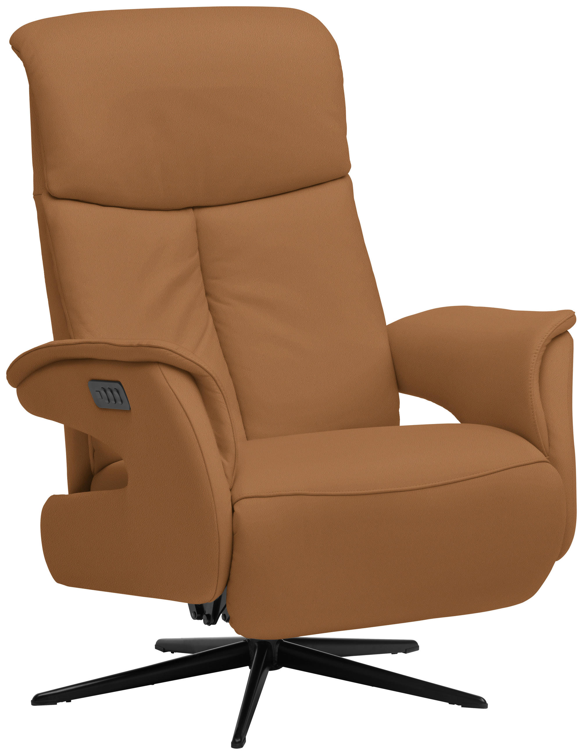 RELAXSESSEL in Leder Cognac  - Cognac/Schwarz, Design, Leder/Metall (78/106/88cm) - Welnova