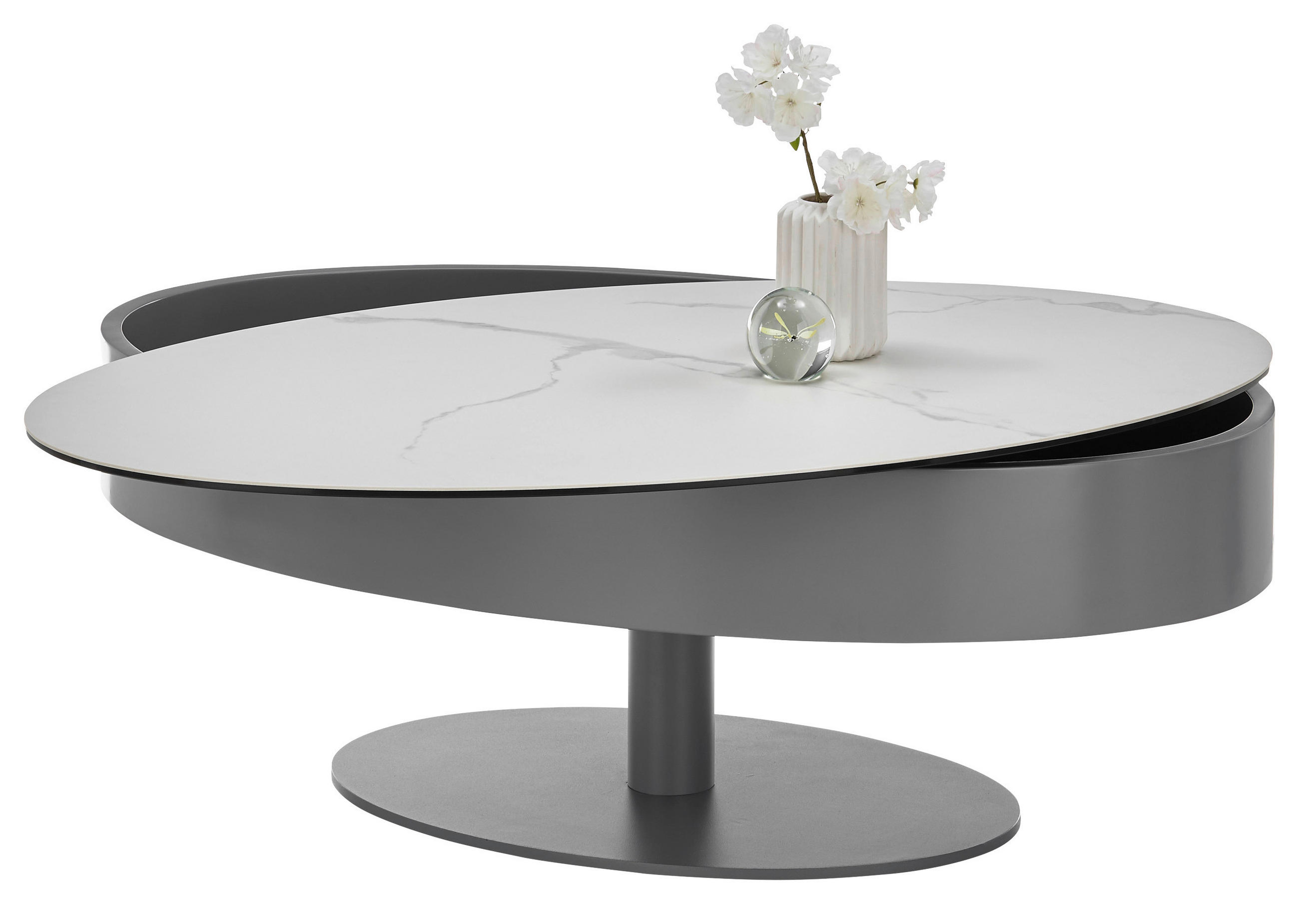 COUCHTISCH Anthrazit, Weiß  - Anthrazit/Weiß, Design, Keramik/Metall (110/42/70cm) - Livetastic