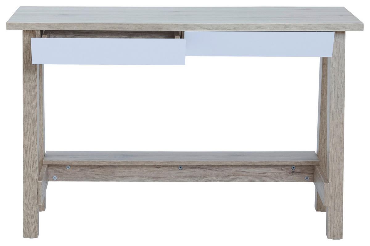 SCHREIBTISCH 120/55/76 cm  in Weiß, Eiche San Remo  - Weiß/Eiche San Remo, Design, Holzwerkstoff/Metall (120/55/76cm) - Voleo