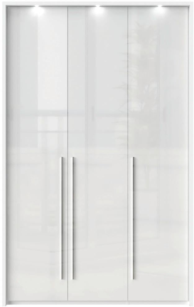 ORMAR SA KLASIČNIM VRATIMA bela visoki sjaj, bela  142/226/60 cm  - bela visoki sjaj/bela, Dizajnerski, pločasti materijal/plastika (142/226/60cm)