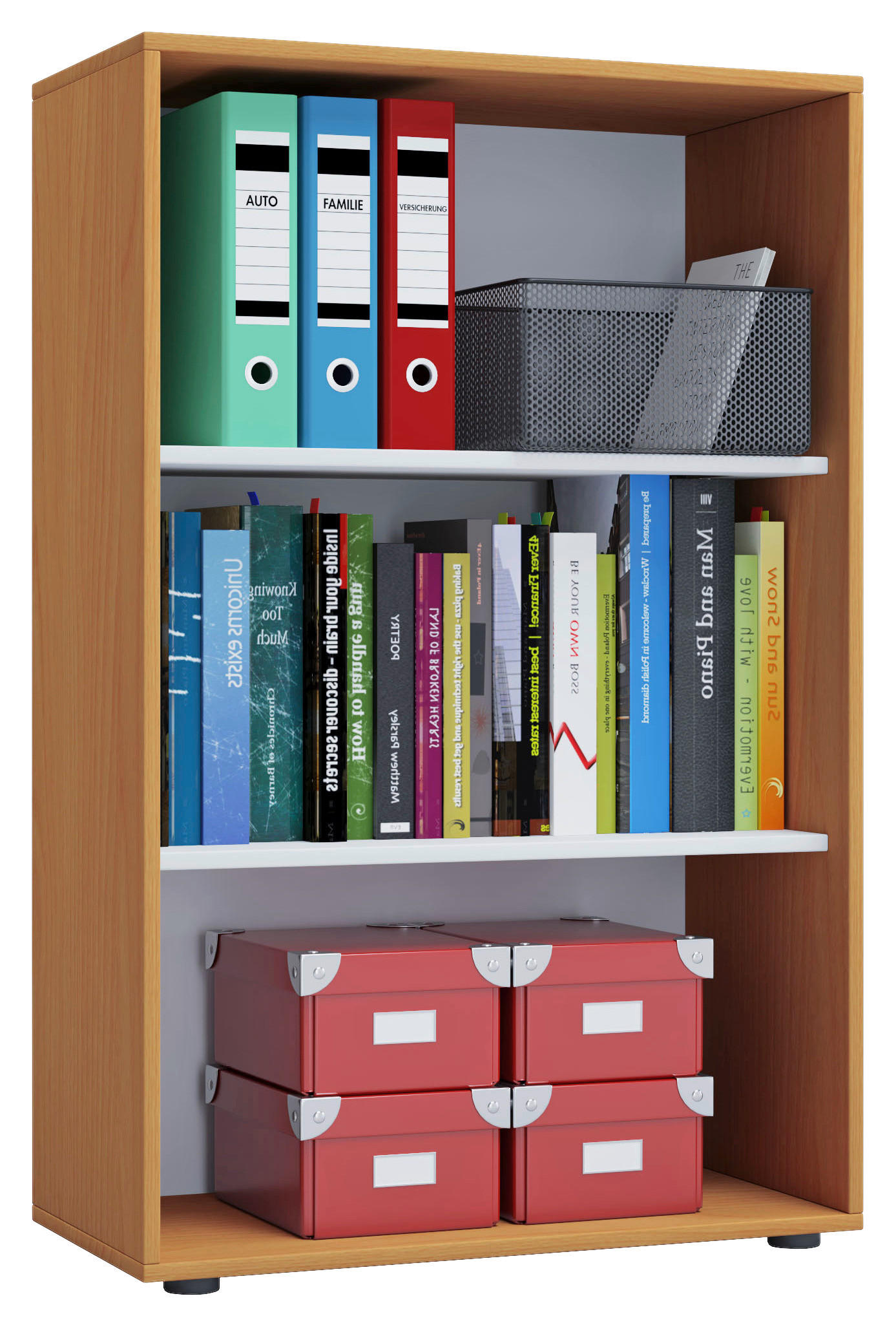 AKTENREGAL 70/105/37 cm  - Buchefarben/Schwarz, Basics, Holzwerkstoff/Kunststoff (70/105/37cm) - MID.YOU