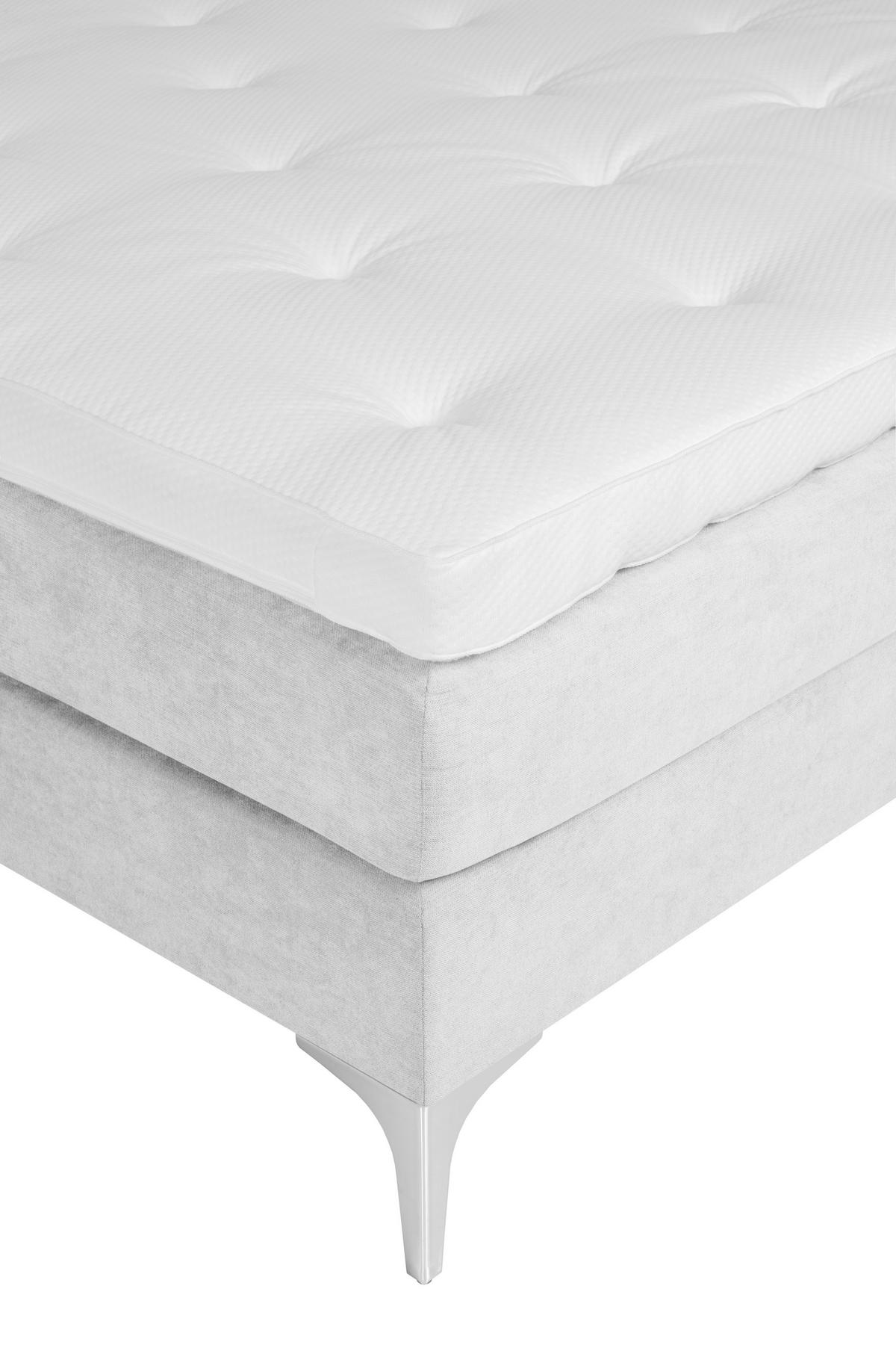 BOXSPRINGBETT 160/200 cm  in Hellgrau  - Chromfarben/Hellgrau, Design, Textil/Metall (160/200cm) - Welnova