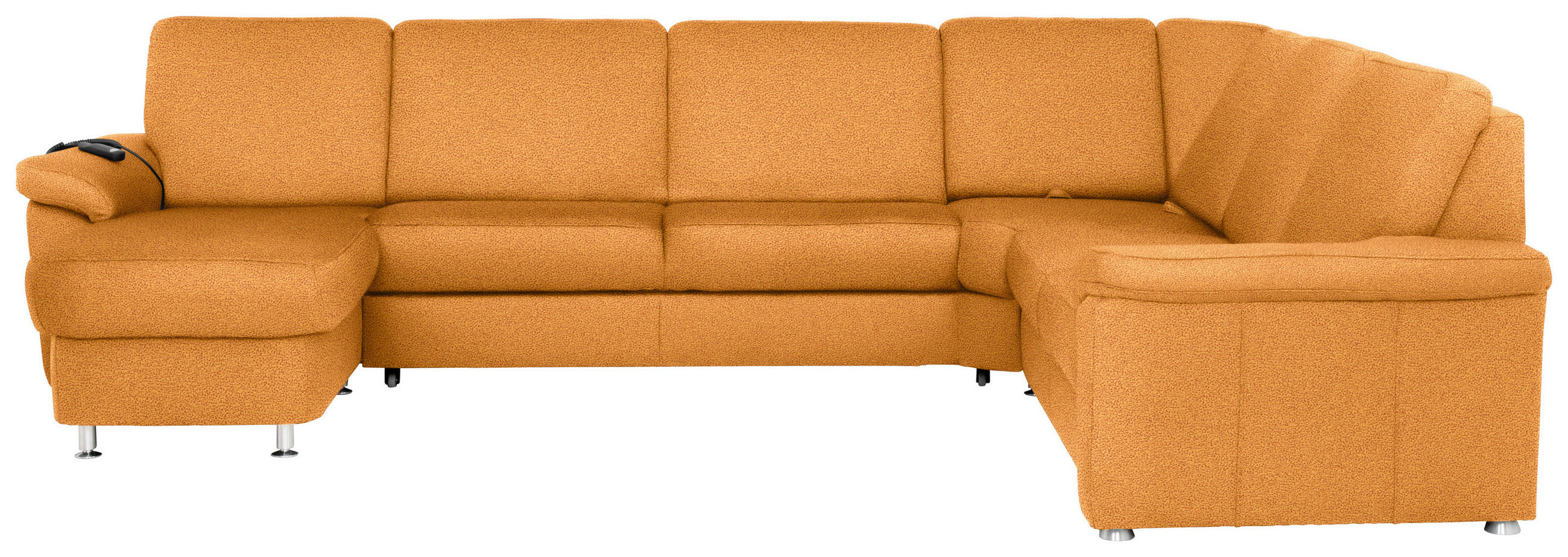 WOHNLANDSCHAFT Currygelb Flachgewebe  - Chromfarben/Currygelb, KONVENTIONELL, Textil/Metall (163/330/240cm) - Beldomo System