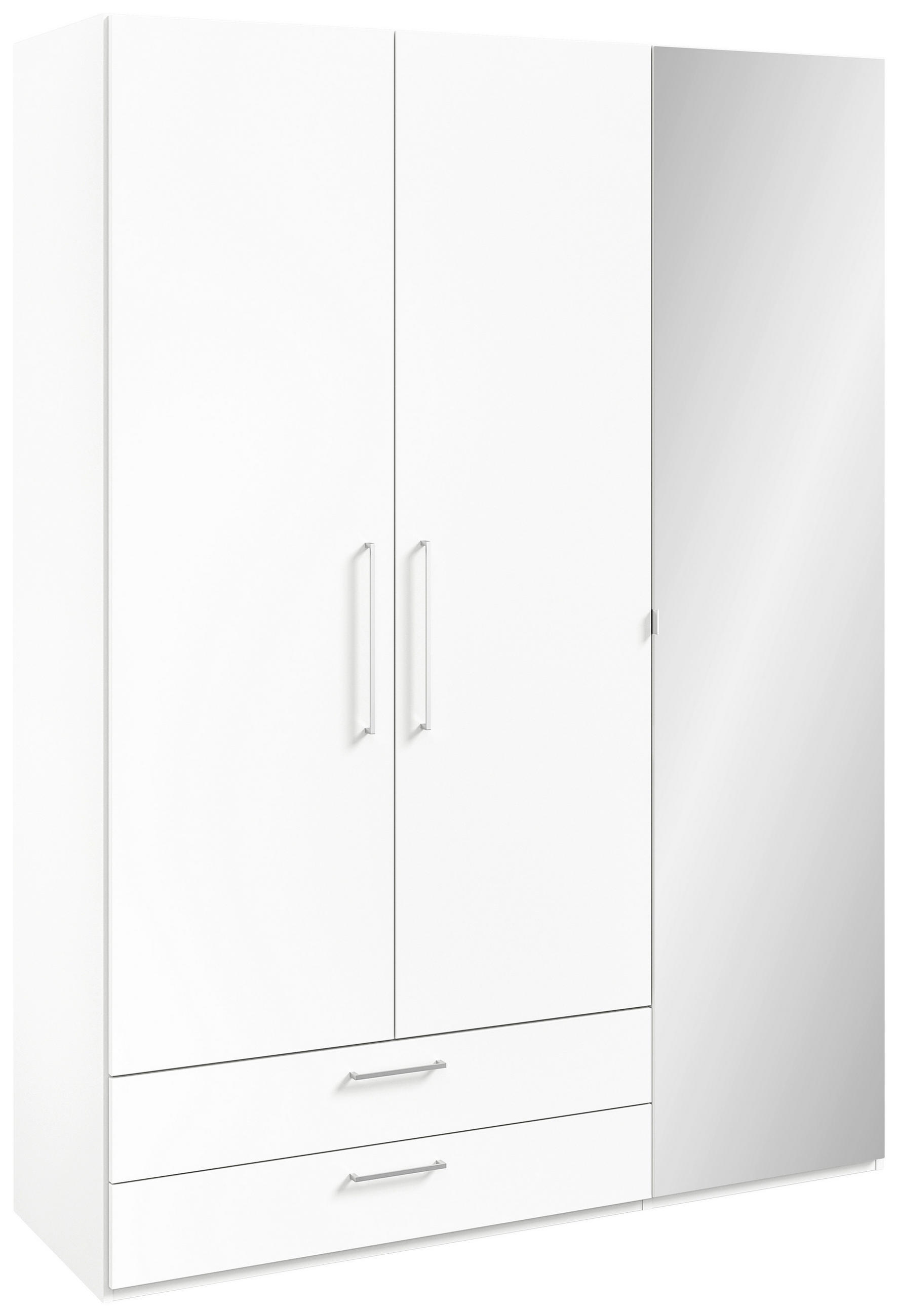 KLEIDERSCHRANK 3-türig Weiß  - Edelstahlfarben/Weiß, Design, Glas/Holzwerkstoff (151,3/213,6/59,3cm) - Cantus