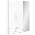 KLEIDERSCHRANK  in Weiß  - Edelstahlfarben/Weiß, Design, Glas/Holzwerkstoff (151,3/213,6/59,3cm) - Cantus