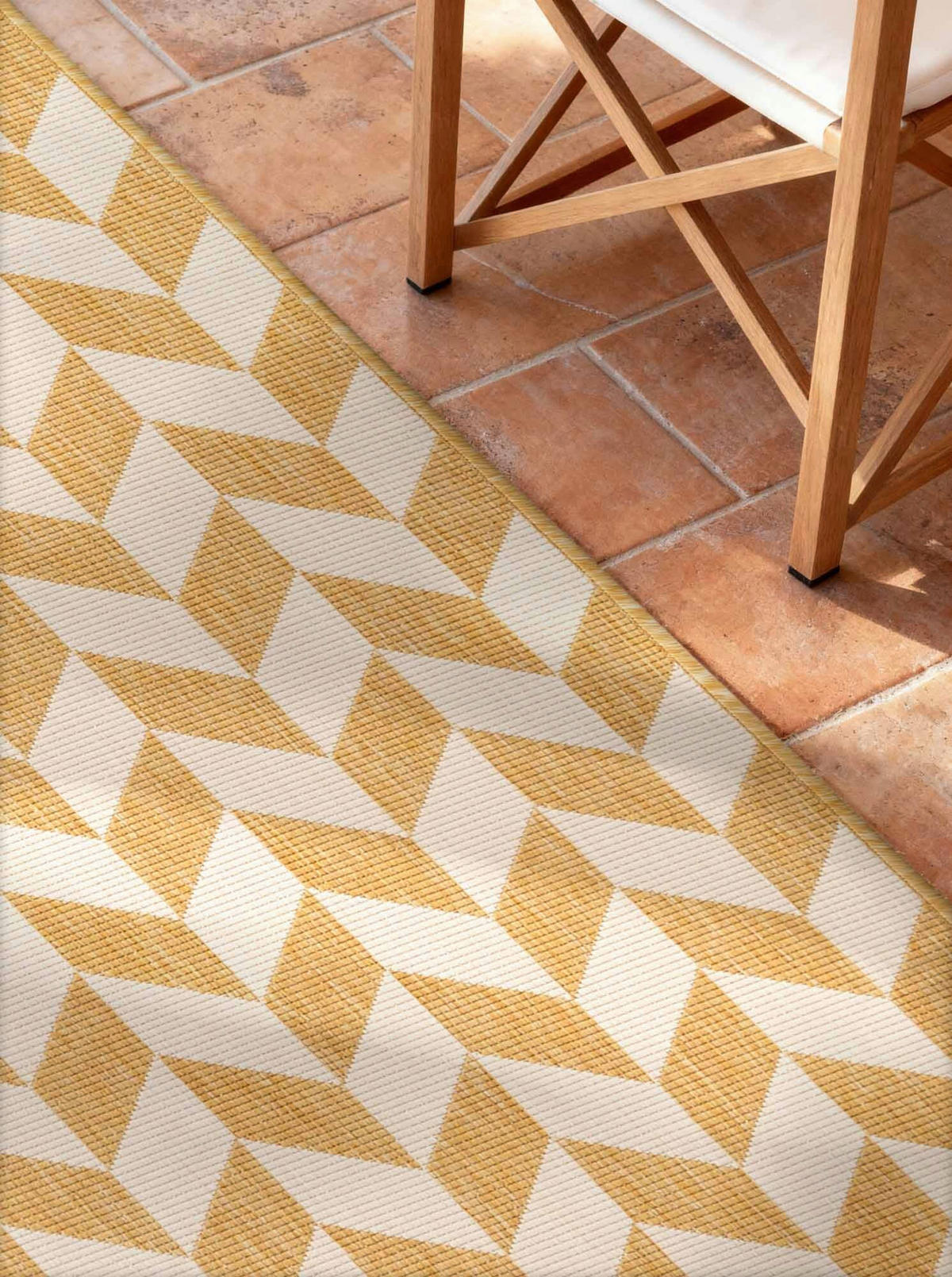 FLACHWEBETEPPICH 80/200 cm Haringey Weiß, Dunkelgelb  - Dunkelgelb/Weiß, Design, Kunststoff (80/200cm)