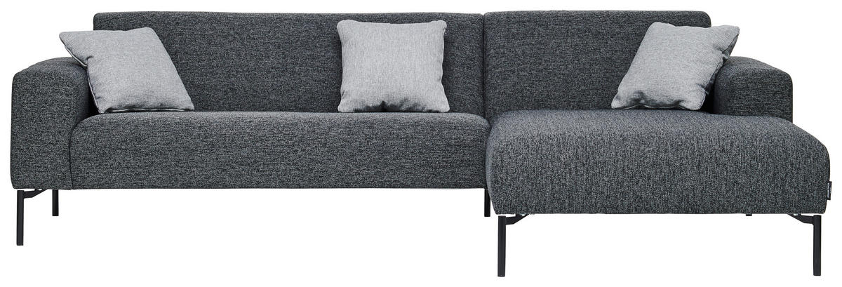 ECKSOFA in Flachgewebe Anthrazit  - Anthrazit/Schwarz, Design, Textil/Metall (264/168cm) - Johann Jakob