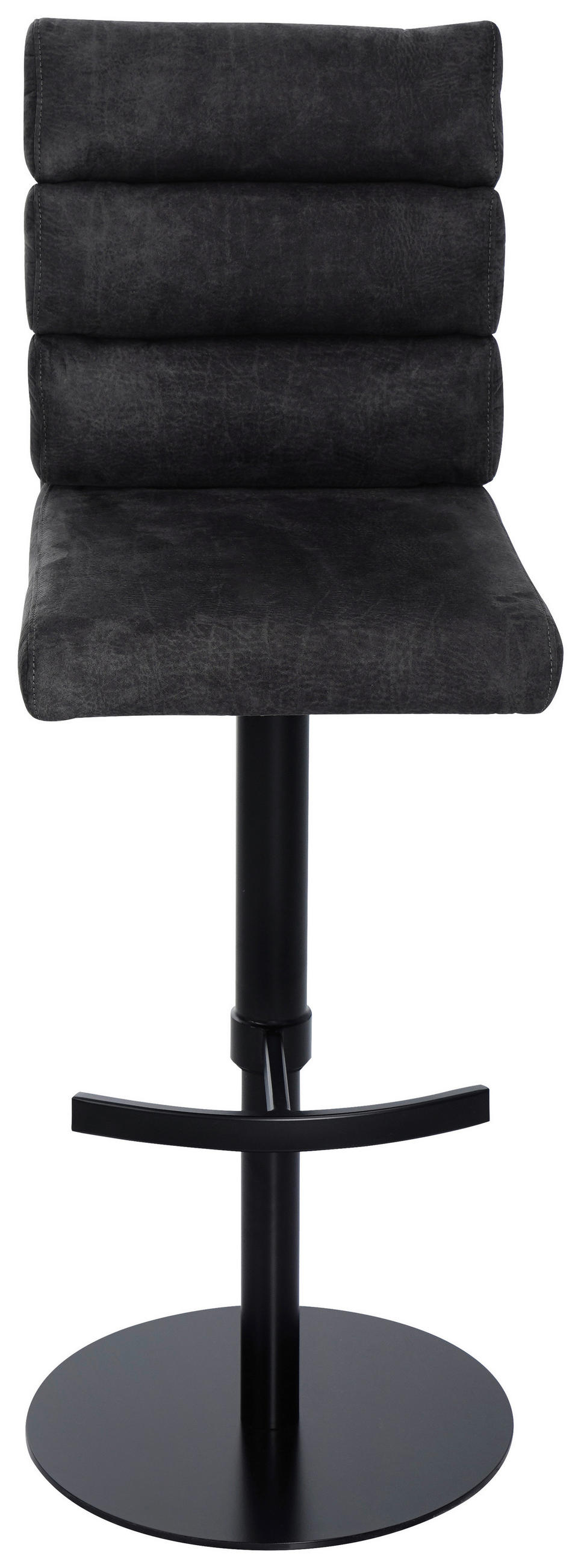 BARHOCKER Webstoff Anthrazit Eisen Stoffauswahl, Sitzfläche 360° drehbar  - Anthrazit/Schwarz, Design, Textil/Metall (42/90-117/58,5cm) - Novel