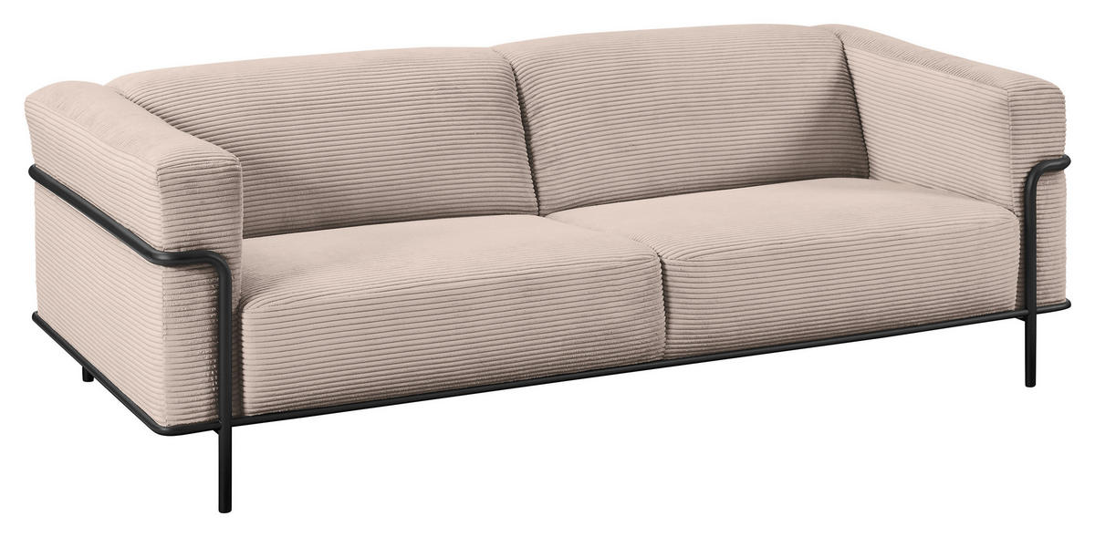 2,5-SITZER in Cord Taupe  - Taupe/Schwarz, Design, Textil/Metall (216/67/96cm) - Johann Jakob