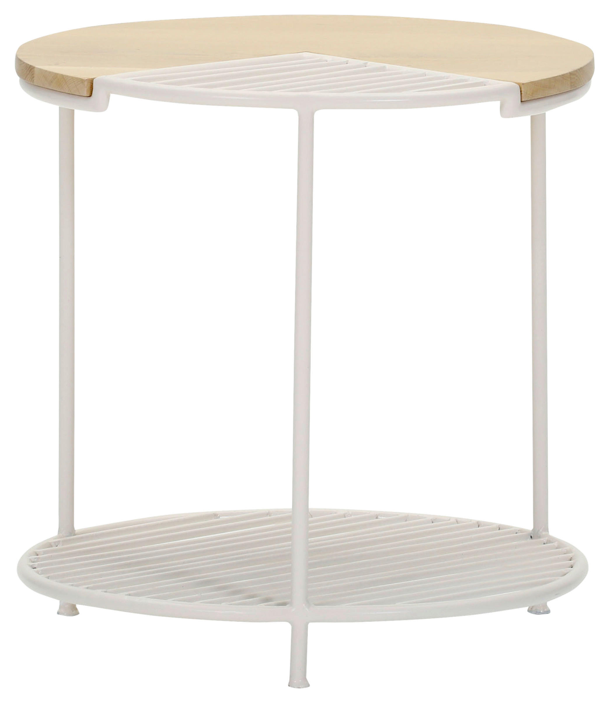 BEISTELLTISCH 45/45/45 cm Eiche massiv Weiß, Eichefarben rund  - Eichefarben/Weiß, Design, Holz/Metall (45/45/45cm) - Landscape