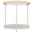 BEISTELLTISCH 45/45/45 cm Eiche massiv Weiß, Eichefarben rund  - Eichefarben/Weiß, Design, Holz/Metall (45/45/45cm) - Landscape