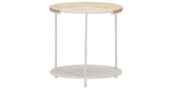 BEISTELLTISCH 45/45/45 cm Eiche massiv Weiß, Eichefarben rund  - Eichefarben/Weiß, Design, Holz/Metall (45/45/45cm) - Landscape