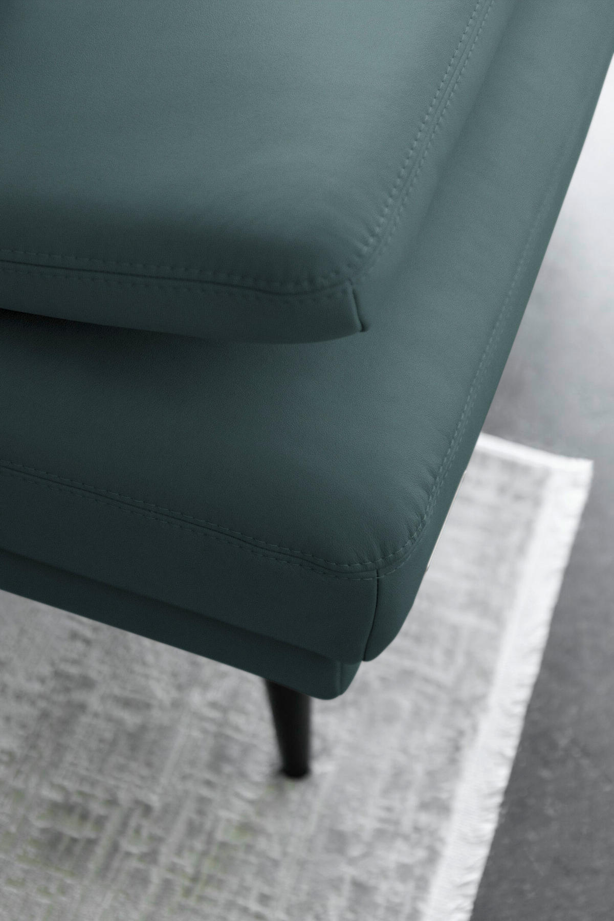 ECKSOFA Echtleder Graublau  - Graublau/Schwarz, Konventionell, Leder/Metall (301/180cm) - Joop!