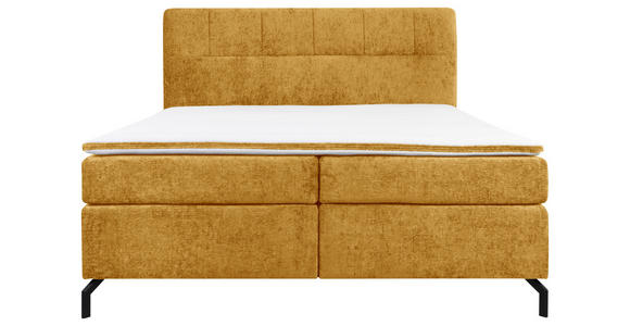BOXSPRINGBETT 160/200 cm,  in Currygelb, Topper, H2 + H2 = mittel  - Currygelb/Schwarz, Design, Textil/Metall (160/200cm) - Esposa