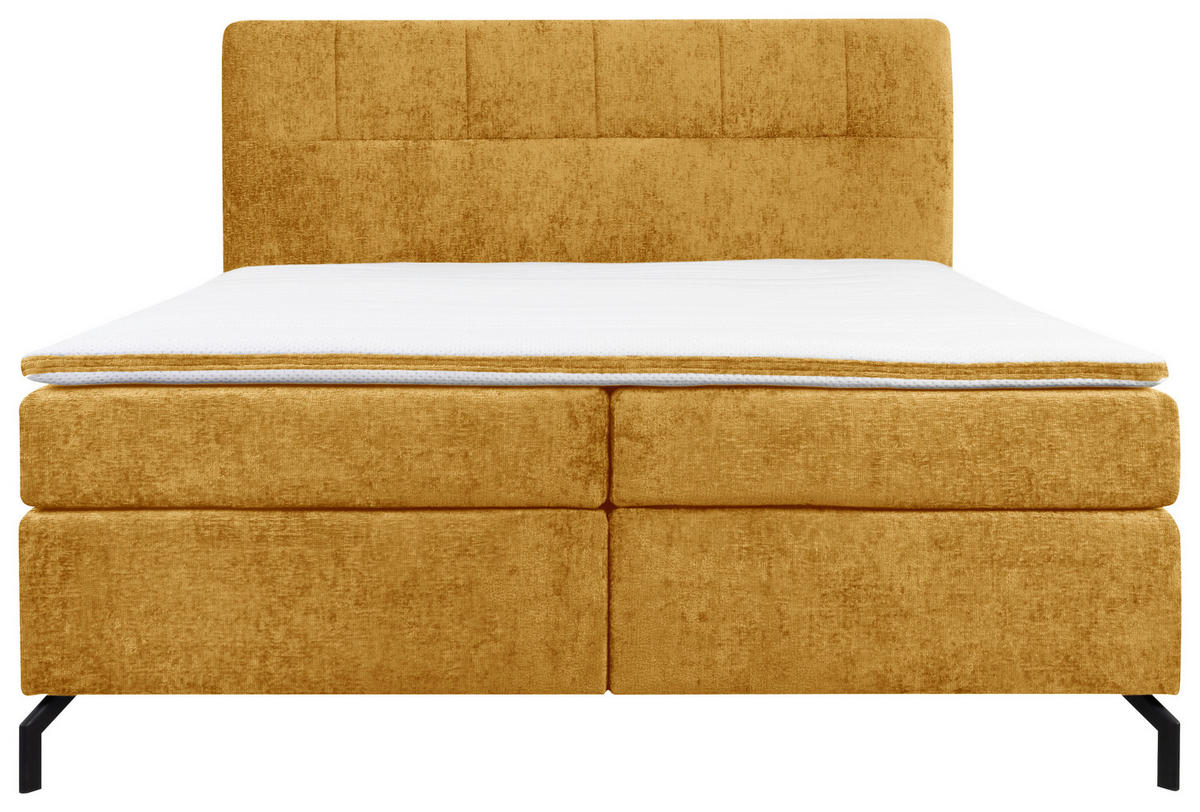 BOXSPRINGBETT 180/200 cm  in Currygelb  - Currygelb/Schwarz, Design, Textil/Metall (180/200cm) - Esposa