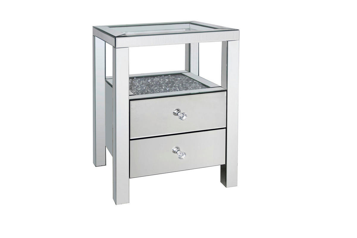 NOČNÝ STOLÍK, strieborná, 45,8/66/35,5 cm - číra/strieborná, Lifestyle, sklo (45,8/66/35,5cm) - Xora