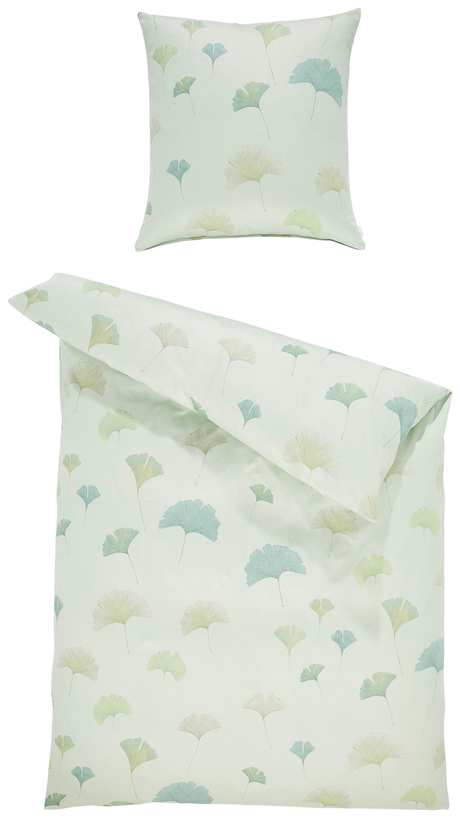 BETTWÄSCHE GINKO Satin 135/200 cm  - Grün, Basics, Textil (135/200cm) - Estella