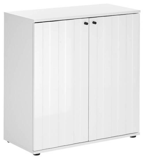 COMODĂ 80/83/38 cm  - alb/alb lucios intens, Basics, plastic/material pe bază de lemn (80/83/38cm) - Xora