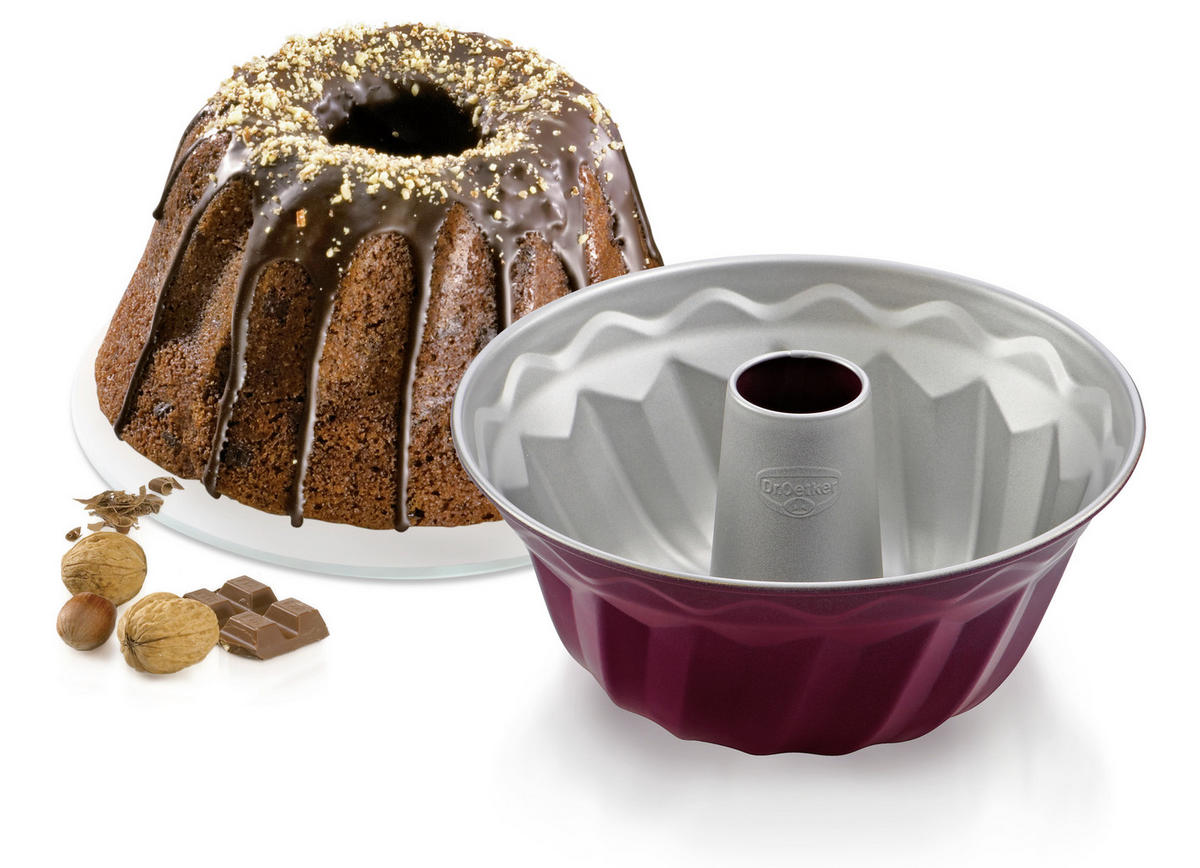 GUGELHUPFFORM  - Rot/Grau, Basics, Metall (22/11,5cm) - Dr.Oetker