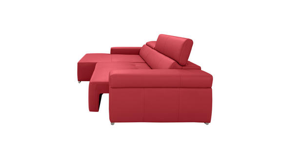 ECKSOFA DUA in Echtleder Rot  170/293 cm  - Chromfarben/Rot, Design, Leder/Metall (170/293cm) - Novel