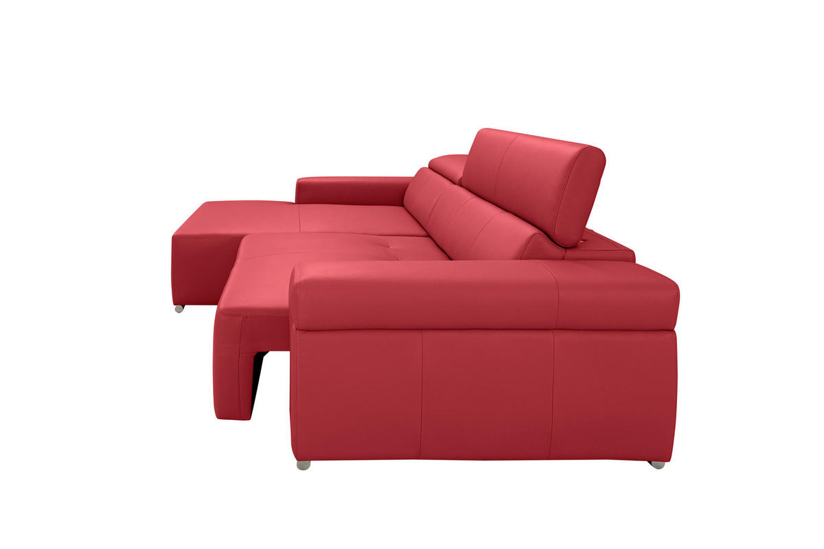Ecksofa inkl. Funktion DUA Rot Echtleder  - Chromfarben/Rot, Design, Leder/Metall (170/293cm) - Novel