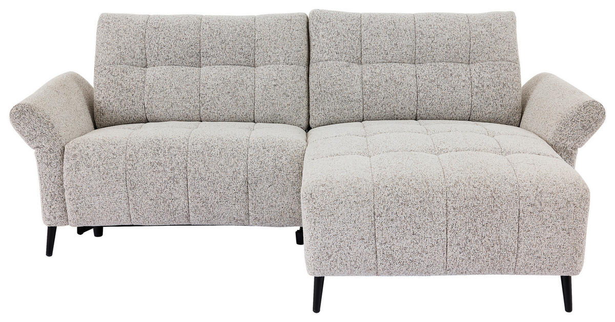 ECKSOFA in Webstoff Grau  220/156 cm  - Grau/Nickelfarben, Design, Textil/Metall (220/156cm) - Carryhome