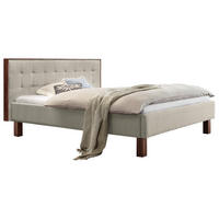 POLSTERBETT gepolstertes Kopfteil 180/200 cm  in Nussbaumfarben, Beige  - Beige/Nussbaumfarben, KONVENTIONELL, Holz/Textil (180/200cm) - Hasena