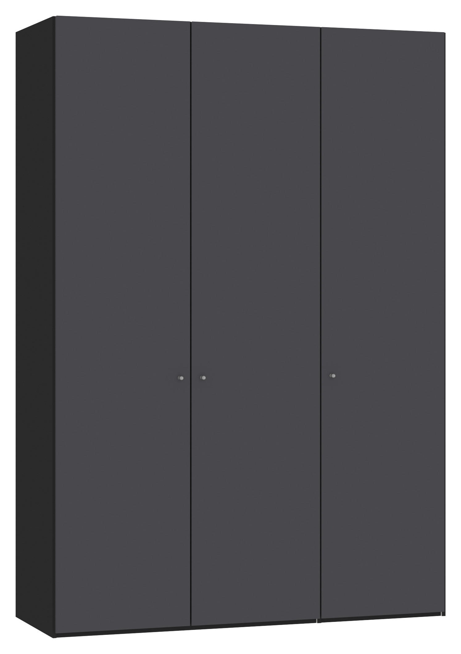 DREHTÜRENSCHRANK 153/220/59 cm,  in Anthrazit, Schwarz, 3-türig  - Anthrazit/Silberfarben, Design, Holzwerkstoff/Metall (153/220/59cm) - Jutzler