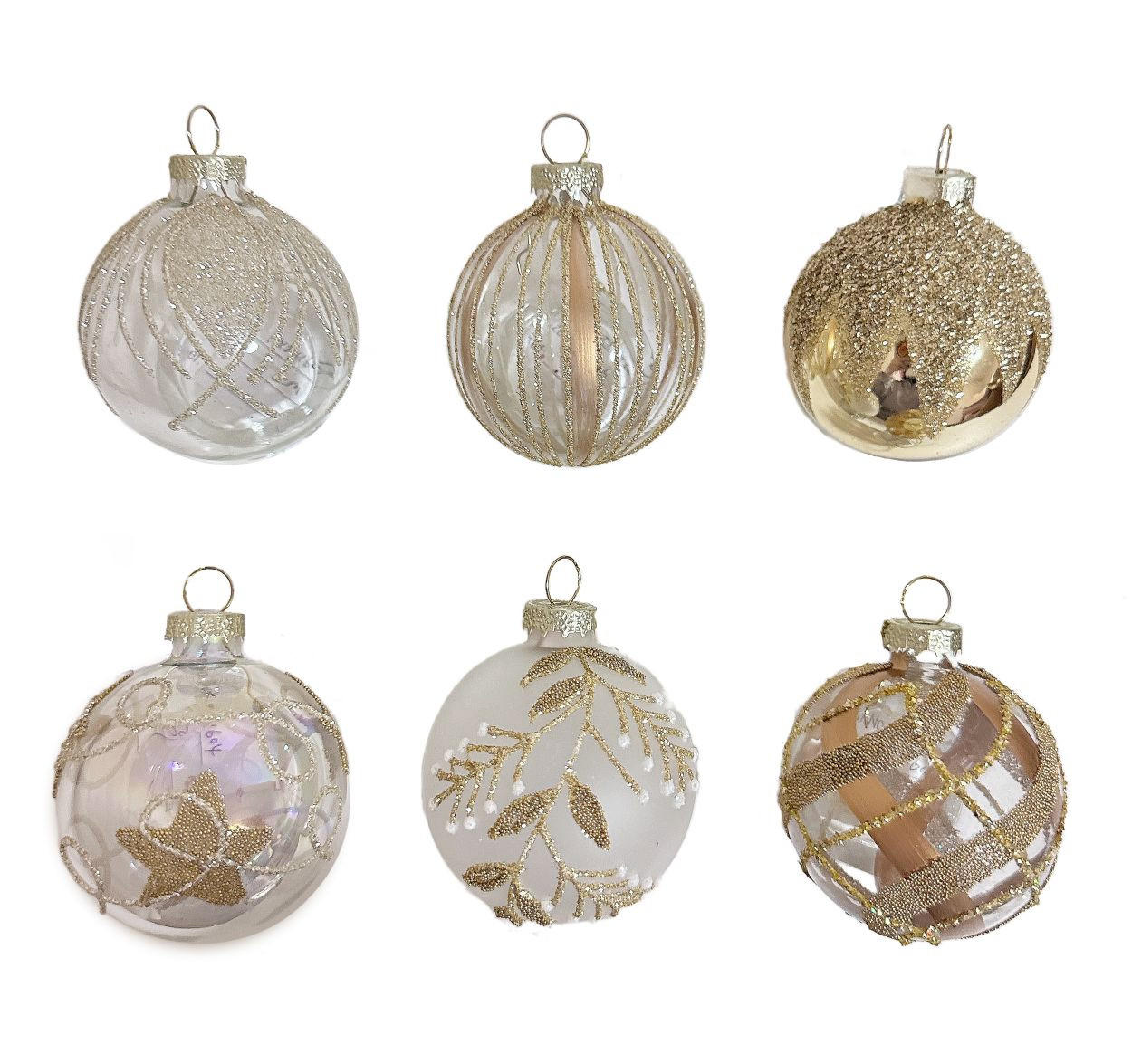 KROGLICA ZA BOŽIČNO JELKO - zlate barve/bela, Trendi, kovina/umetna masa (6cm) - X-Mas