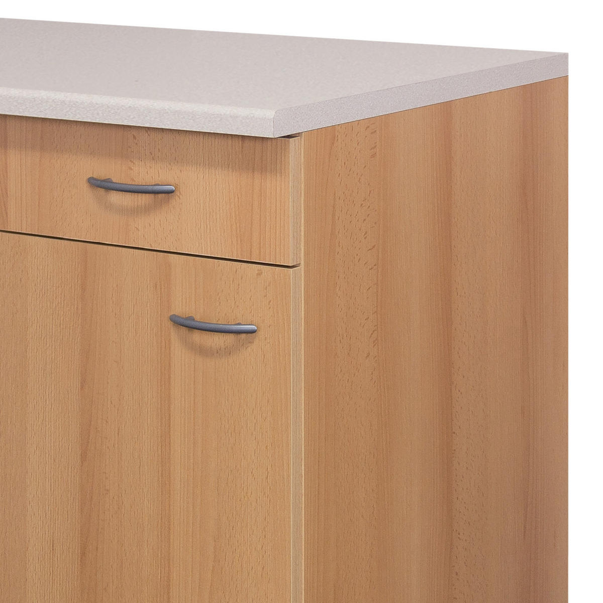 ECKUNTERSCHRANK 110/85/57 cm  in Buchefarben  - Edelstahlfarben/Beige, MODERN, Holzwerkstoff/Kunststoff (110/85/57cm) - FlexWell