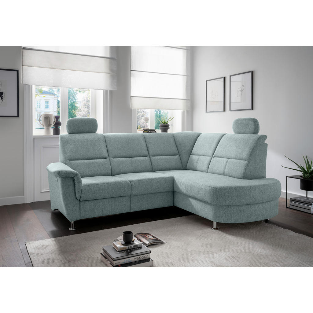 Thumbnail - Livetastic Ecksofa, Mintgrün, Textil, Uni, 4-Sitzer, Ottomane rechts, L-Form, 231x184 cm, Made in EU, Rücken echt, USB-A...