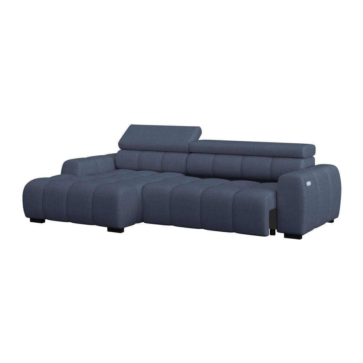ECKSOFA Blau Webstoff  - Blau/Schwarz, Trend, Kunststoff/Textil (168/285cm) - Livetastic