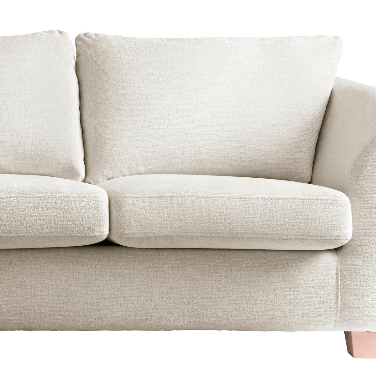 2-SITZER-SOFA in chenille beige  - beige/couleur écru, textile/bois (190/70-85/95cm) - MID.YOU