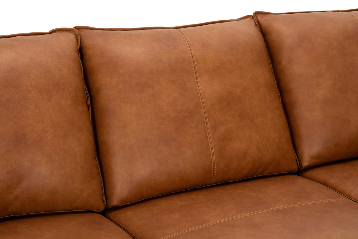 HÖRNSOFFA i äkta läder rostfärgad  - svart/rostfärgad, Design, metall/läder (153/233cm) - Livetastic