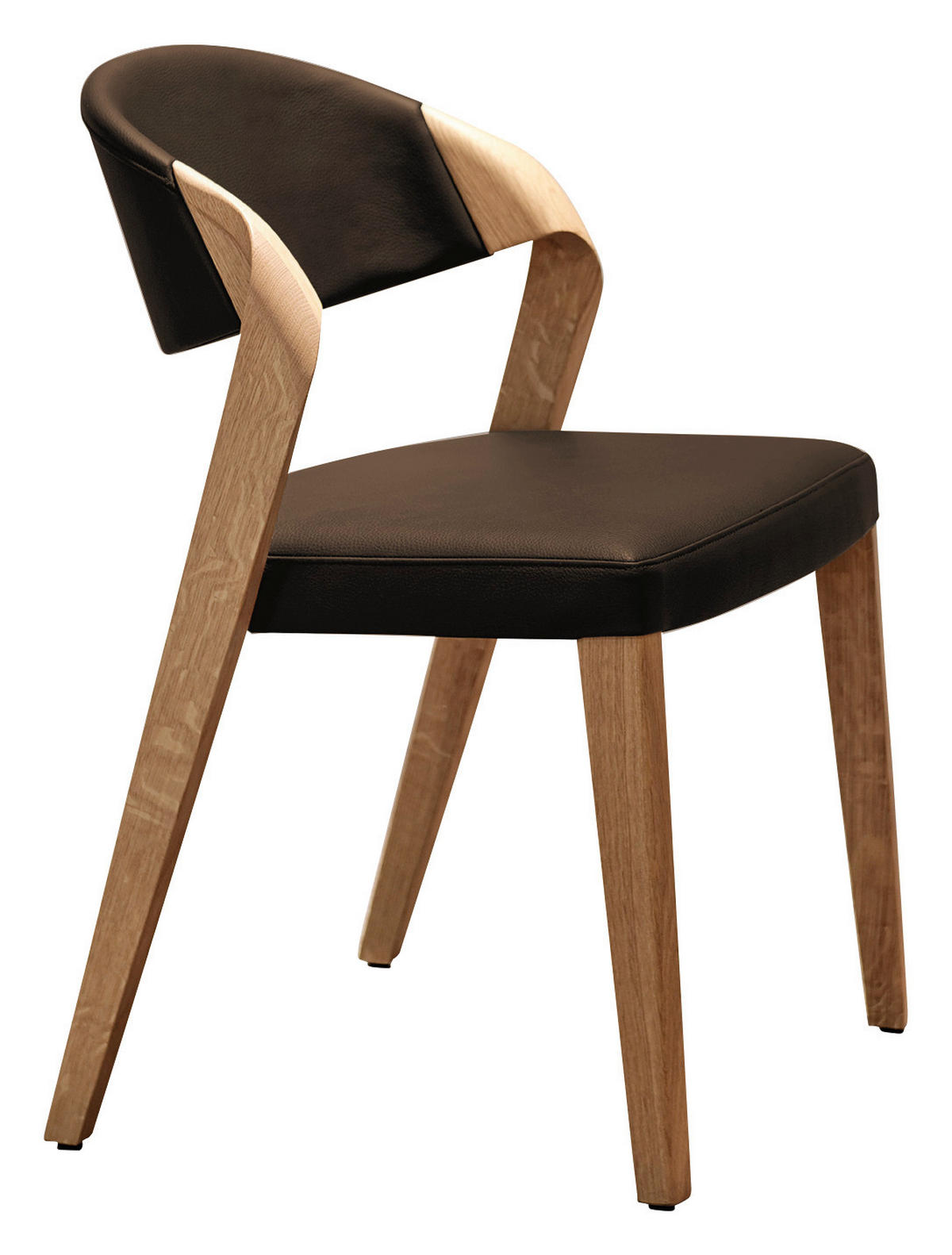 STUHL Echtleder Braun, Eichefarben Altholz, Eiche massiv  - Eichefarben/Braun, Natur, Leder/Holz (53/82/57cm) - Voglauer