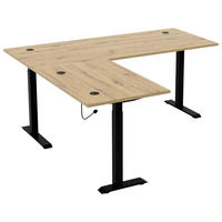 ECKSCHREIBTISCH 185/177/72-120 cm Schwarz, Eiche Artisan höhenverstellbar, Kabeldurchlass, seitenverkehrt montierbar, Memoryschalter  - Schwarz/Eiche Artisan, KONVENTIONELL, Holzwerkstoff/Metall (185/177/72-120cm) - Voleo