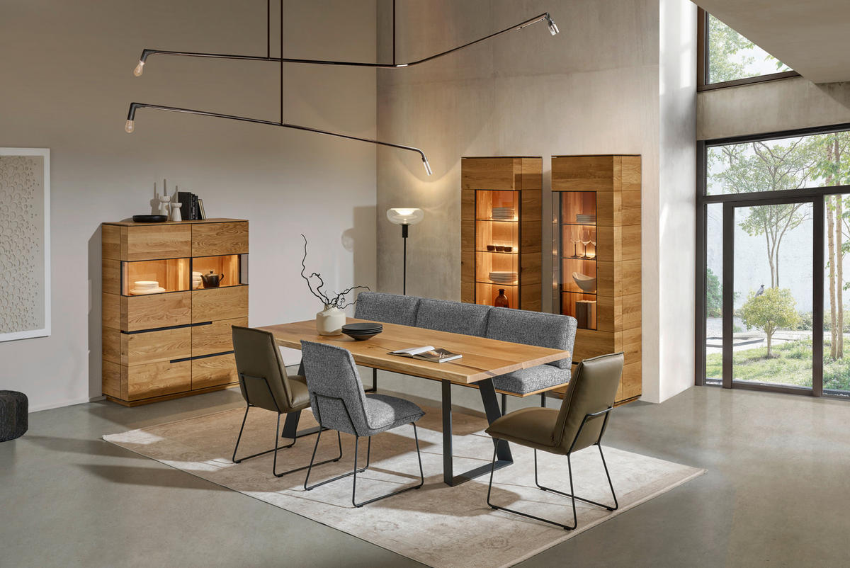 STUHL  Stoff-/Lederauswahl Webstoff  - Graphitfarben/Grau, Design, Textil/Metall (52/85/66cm) - Cassando