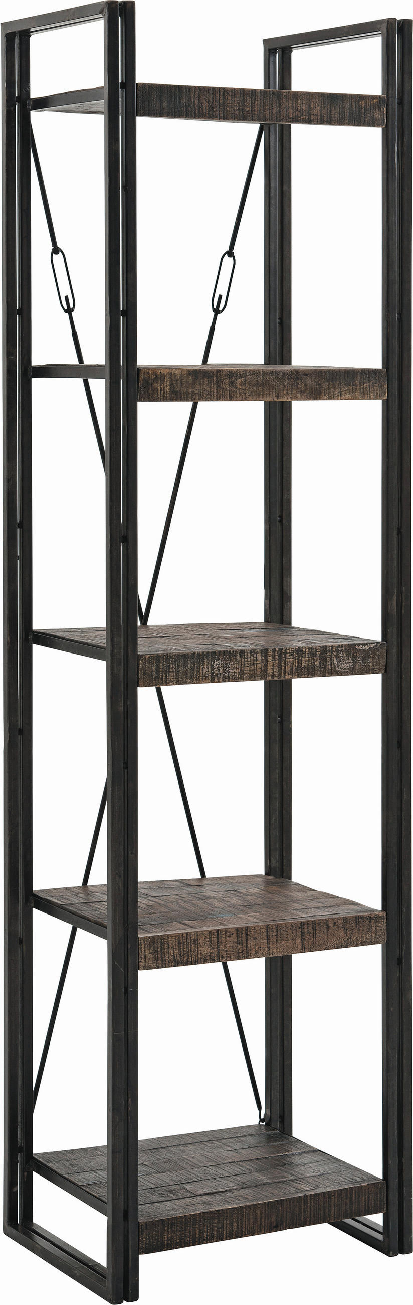 REGAL Mangoholz massiv Braun  - Braun, Design, Holz/Metall (55/200/40cm)