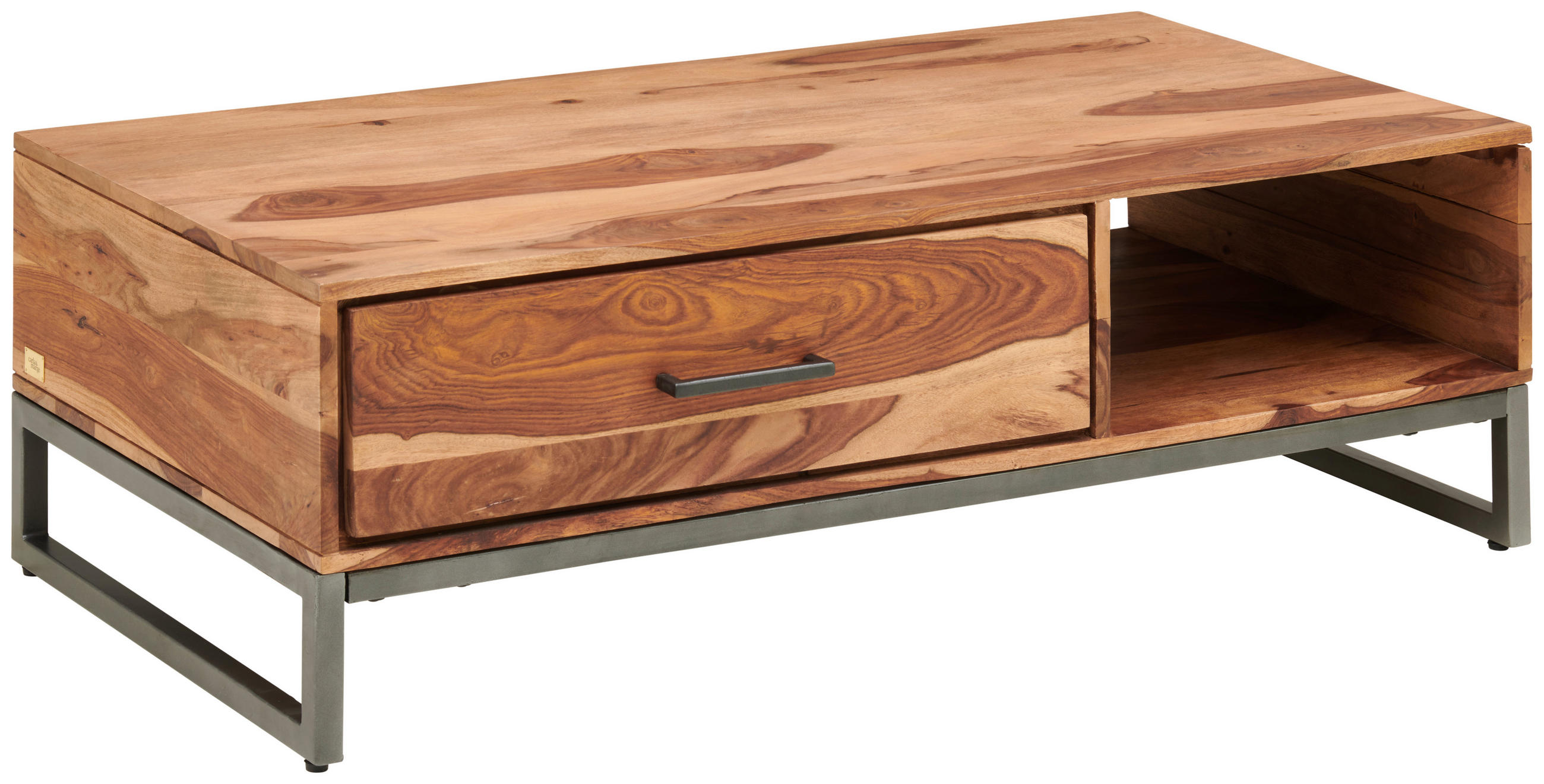 COUCHTISCH Sheesham massiv 60/120/38 cm rechteckig Anthrazit, Naturfarben  - Anthrazit/Naturfarben, LIFESTYLE, Holz/Metall (60/120/38cm) - MID.YOU