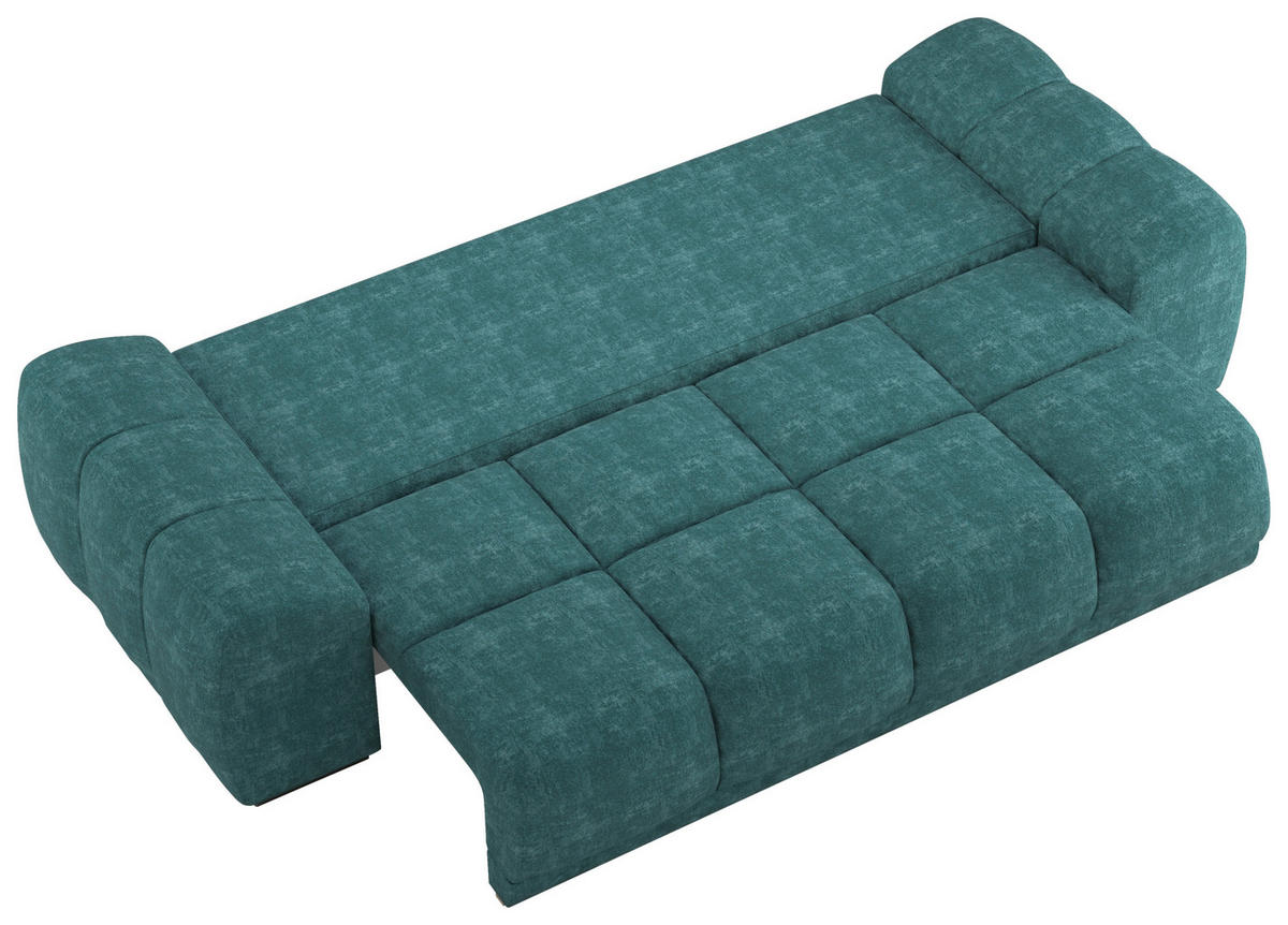 BIGSOFA Chenille Azurblau  - Azurblau/Schwarz, KONVENTIONELL, Kunststoff/Textil (266/89/104cm) - Carryhome