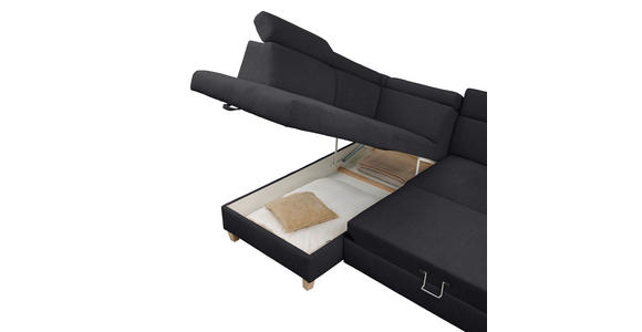 ECKSOFA inkl. Funktionen Graphitfarben Samt - Graphitfarben, Natur, Holz/Textil (206/261cm) - Venda