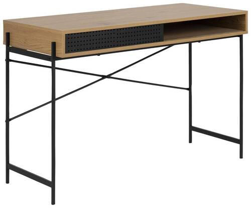 SKRIVBORD 110/50/75 cm  i svart, ekfärgad  - svart/ekfärgad, Modern, metall/trämaterial (110/50/75cm) - MID.YOU
